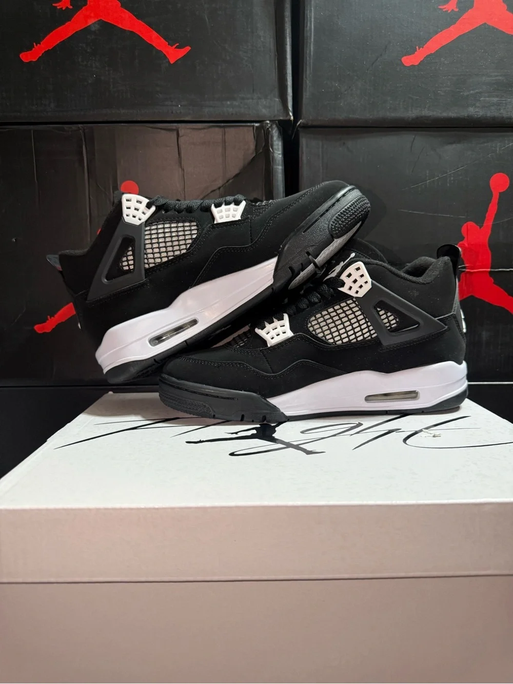 Air Jordan 4 White Thunder Retro - Black/White Men's Basketball Sneakers